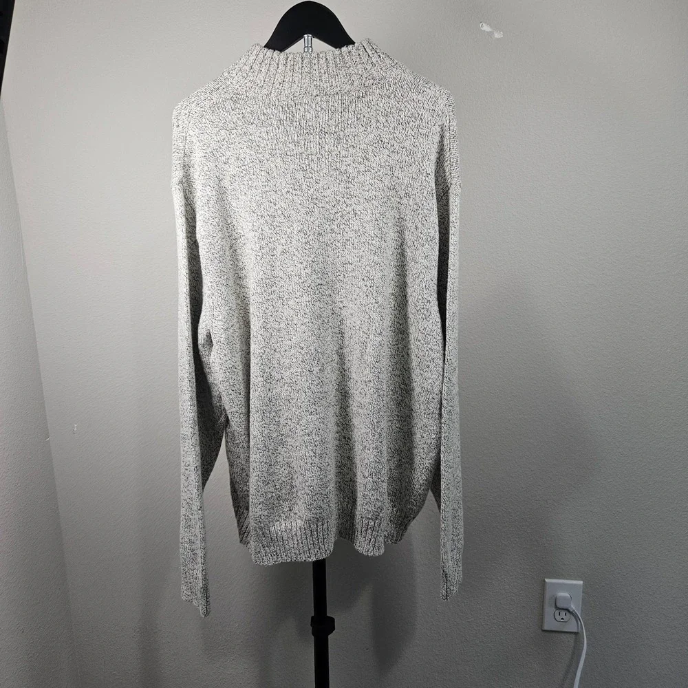 Chaps Quarter Zip Sweater Mens XXL Grey Marled NWT Cotton Blend Mock Neck
